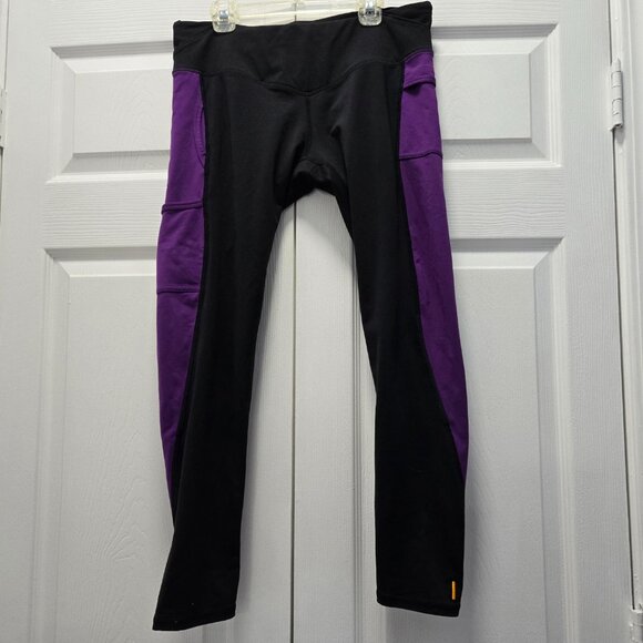 Lucy Purple Black Cropped Leggings Medium - Picture 2 of 5